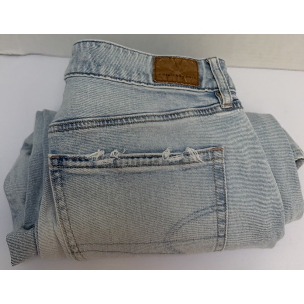 American Eagle Super Hi-Rise Light Destroyed Baggy Skater Jean Wide Leg Ankle 4